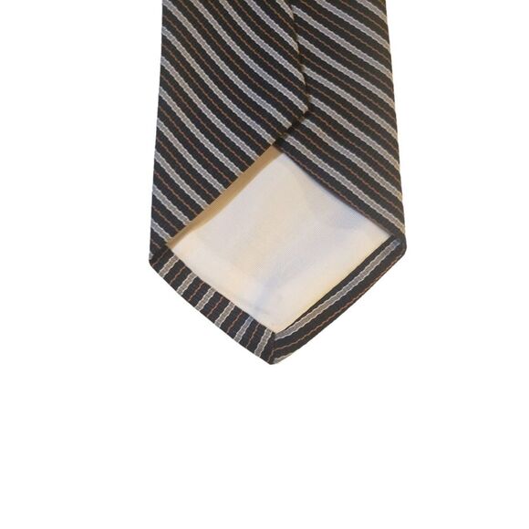 Duxbury Ltd Mens Neck Tie Black‎ Gray Repp Striped 100% Polyester Made in USA - Picture 7 of 12